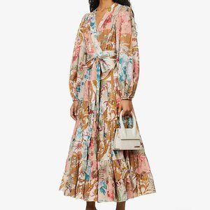 Zimmermann Cassia floral-print cotton wrap maxi dress